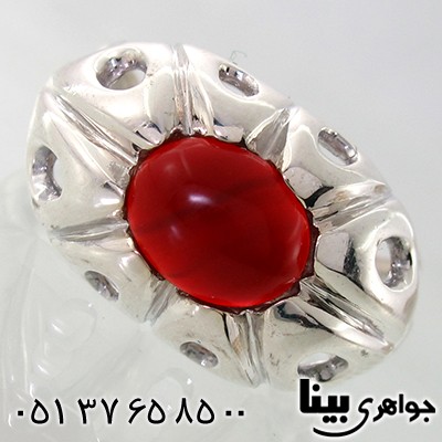 انگشتر عقیق قرمز مردانه درشت مدرن _کد:7941