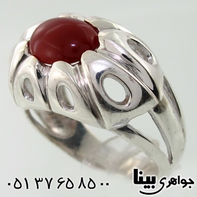 انگشتر عقیق قرمز مردانه درشت مدرن _کد:7941