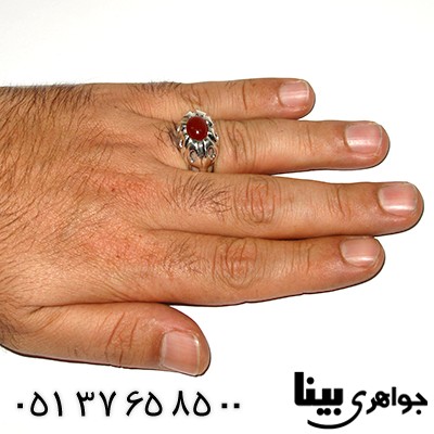 انگشتر عقیق قرمز مردانه درشت مدرن _کد:7941