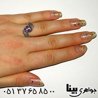انگشتر آمتیست زنانه مارکازیت هانگ _کد:7942