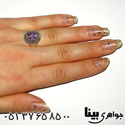 انگشتر آمتیست زنانه مارکازیت هانگ درشت _کد:7953