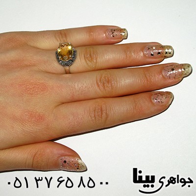 انگشتر سیترین شفاف زنانه مارکازیت هانگ درشت _کد:7964