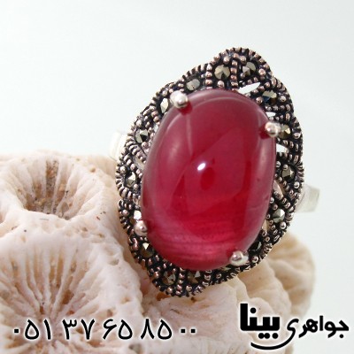 انگشتر یاقوت سرخ دامله صاف و درشت زنانه مارکازیت هانگ _کد:7980