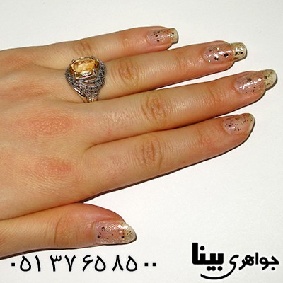 انگشتر سیترین شفاف زنانه مارکازیت هانگ درشت _کد:7982