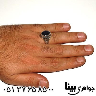 انگشتر یاقوت کبود آفریقایی مردانه یا علی مدد _کد:7986