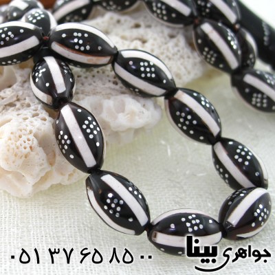 تسبیح کشکول (کوک) 33 دانه ای درشت نقره کوب و مرصع کاری _کد:7989