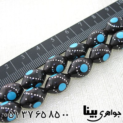 تسبیح کشکول (کوک) 33 دانه ای نقره کوب و مرصع کاری فیروزه مصری _کد:7991