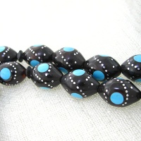 تسبیح کشکول (کوک) 33 دانه ای نقره کوب و مرصع کاری فیروزه مصری 