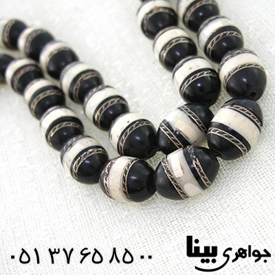 تسبیح کشکول (کوک) 33 دانه ای درشت نقره کاری و مرصع کاری عاج فیل فاخر _کد:7993