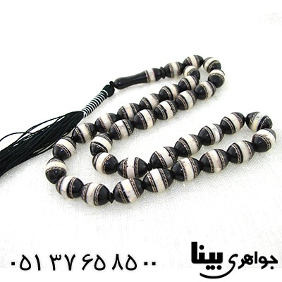 تسبیح کشکول (کوک) 33 دانه ای درشت نقره کاری و مرصع کاری عاج فیل فاخر _کد:7993
