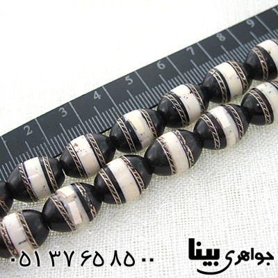 تسبیح کشکول (کوک) 33 دانه ای درشت نقره کاری و مرصع کاری عاج فیل فاخر _کد:7993