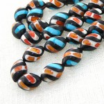 33 دانه ای درشت مرصع کاری کهربا و فیروزه مصری _کد:7999