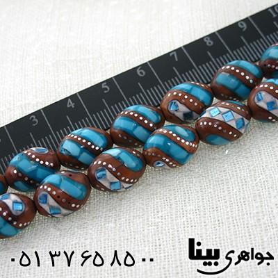 تسبیح کشکول (کوک) 33 دانه ای درشت نقره کوب، آینه و مرصع کاری _کد:8004