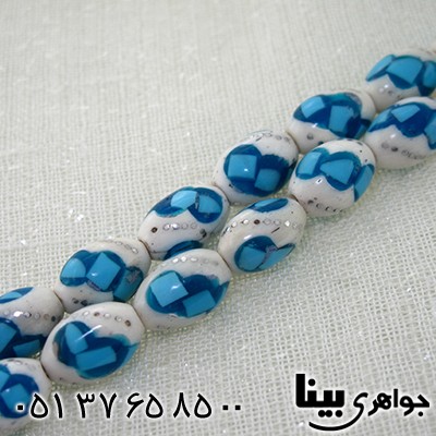 تسبیح استخوان 33 دانه ای درشت مرصع کاری فیروزه مصری _کد:8018