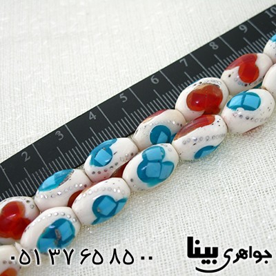 تسبیح چند جواهر 33 دانه ای درشت نقره کوب و مرصع کاری کهربا و فیروزه مصری _کد:8024
