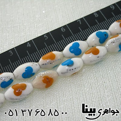 تسبیح استخوان 33 دانه ای درشت نقره کوب و مرصع کاری کهربا و فیروزه مصری _کد:8025