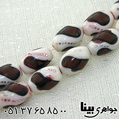 تسبیح استخوان 33 دانه ای درشت نقره کوب و مرصع کاری _کد:8028