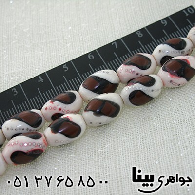 تسبیح استخوان 33 دانه ای درشت نقره کوب و مرصع کاری _کد:8028