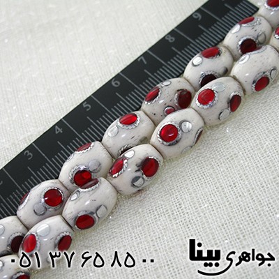 تسبیح استخوان 33 دانه ای درشت نقره کاری و مرصع کاری _کد:8034