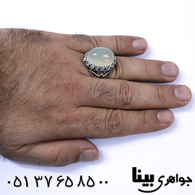 انگشتر عقیق برزیلی مردانه اره کاری قرینه درشت و سنگین _کد:8049
