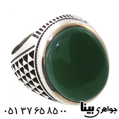 انگشتر عقیق سبز مردانه درشت و سنگین مدل زنجانی _کد:8042