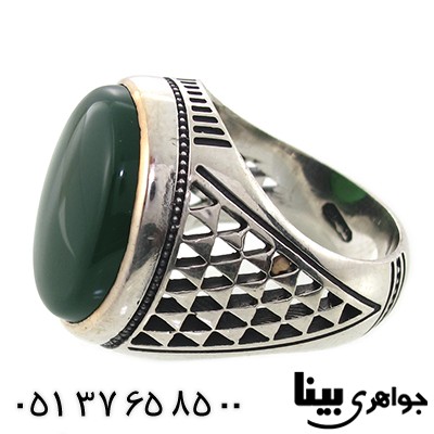 انگشتر عقیق سبز مردانه درشت و سنگین مدل زنجانی _کد:8042