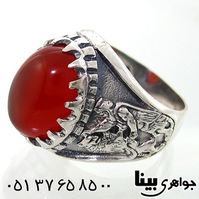 انگشتر عقیق قرمز درشت مردانه ایران باستان _کد:8047