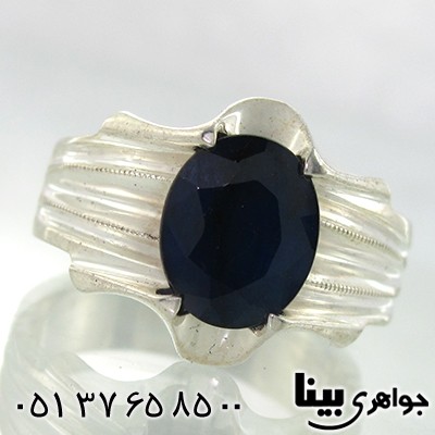 انگشتر یاقوت کبود آفریقایی مردانه سنتی چهار چنگ _کد:8048