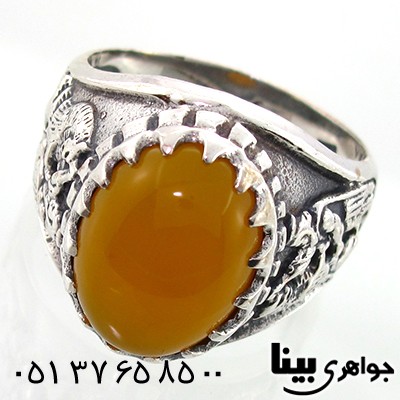 انگشتر عقیق زرد مردانه ایران باستان _کد:8050