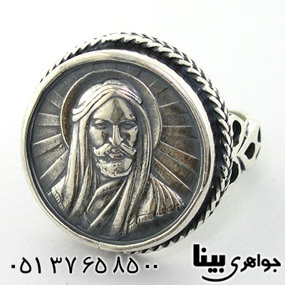 انگشتر نقره مردانه درشت با شمایل حضرت علی(ع) _کد:8057