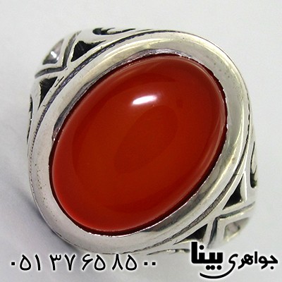 انگشتر عقیق قرمز خوشرنگ عالی مردانه درشت _کد:8070