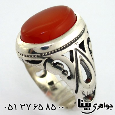 انگشتر عقیق قرمز خوشرنگ عالی مردانه درشت _کد:8070
