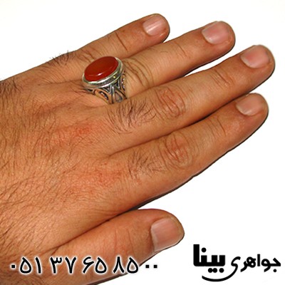 انگشتر عقیق قرمز خوشرنگ عالی مردانه درشت _کد:8070