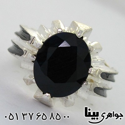 انگشتر یاقوت کبود آفریقایی مردانه شش چنگ کلاسیک _کد:8074