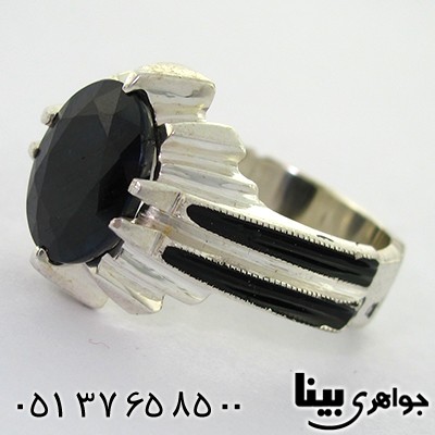 انگشتر یاقوت کبود آفریقایی مردانه شش چنگ کلاسیک _کد:8074