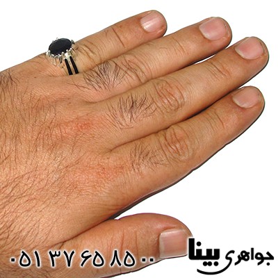 انگشتر یاقوت کبود آفریقایی مردانه شش چنگ کلاسیک _کد:8074
