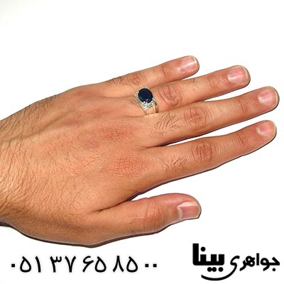 انگشتر یاقوت کبود آفریقایی مردانه کلاسیک _کد:8097
