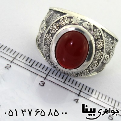 انگشتر عقیق قرمز مردانه فروهر _کد:8098