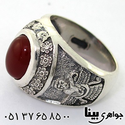 انگشتر عقیق قرمز مردانه فروهر _کد:8098