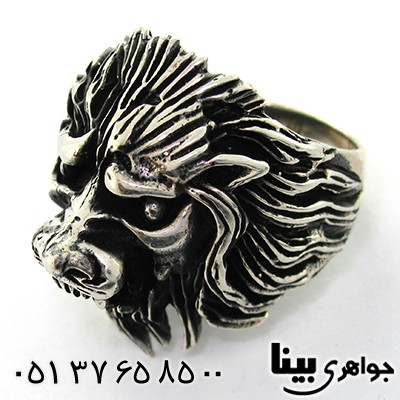 انگشتر نقره مردانه درشت شیرنشان سیاه قلم باشکوه _کد:8103
