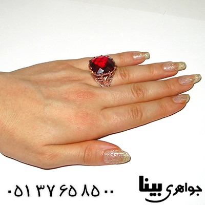 انگشتر سوارسکی درشت زنانه فاخر طرح یاقوت _کد:8117