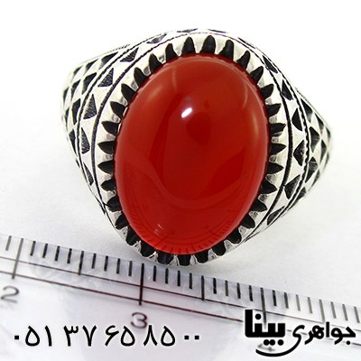 انگشتر عقیق قرمز مردانه مدل زنجانی _کد:8120