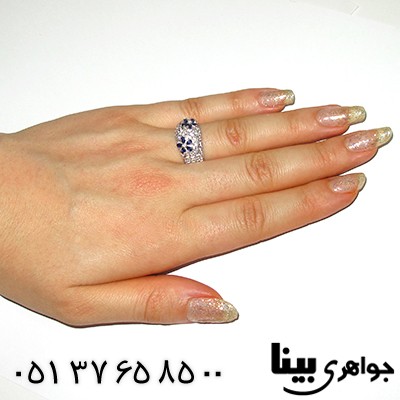 انگشتر یاقوت کبود بسیار عالی زنانه مدل شکوفه _کد:8121