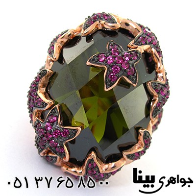 انگشتر سوارسکی زنانه فاخر درشت طرح زبرجد _کد:1242