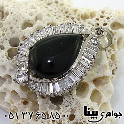 گردنبند عقیق سیاه (اونیکس) زنانه مدل اشک _کد:8133