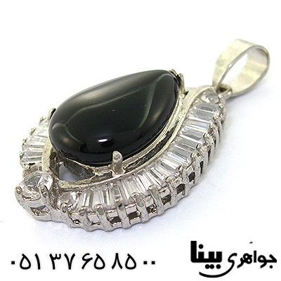 گردنبند عقیق سیاه (اونیکس) زنانه مدل اشک _کد:8133