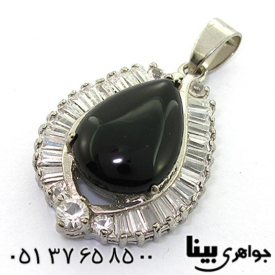 گردنبند عقیق سیاه (اونیکس) زنانه مدل اشک _کد:8133