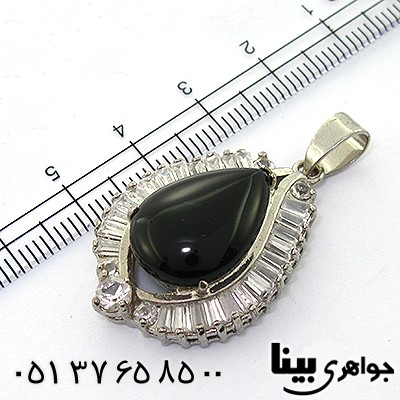گردنبند عقیق سیاه (اونیکس) زنانه مدل اشک _کد:8133