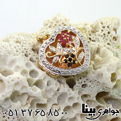 گردنبند چند جواهر یاقوت زنانه ایتالیایی مدل قاب عکسی _کد:8138