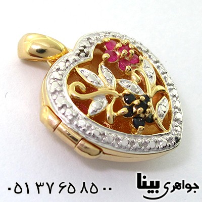 گردنبند چند جواهر یاقوت زنانه ایتالیایی مدل قاب عکسی _کد:8138